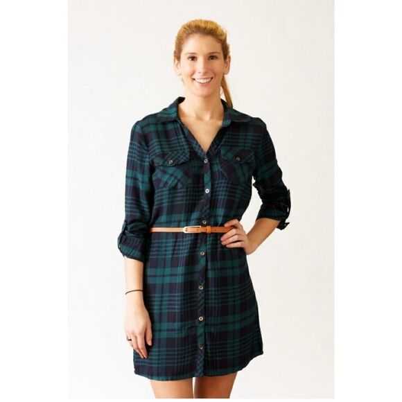 NWOT Vanilla Bay Plaid Button Down Shirt Dress - Picture 8 of 8